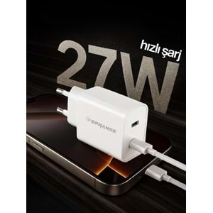 SPRANGE PLT-27 27W USB-L / USB-C PD Şarj Başlık Lightning – USB-C Data & Şarj Kablo