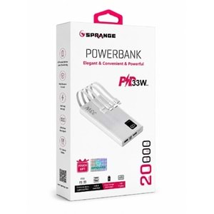 SPRANGE SR-P29 20.000 mAh 33W Hızlı Şarj Powerbank
