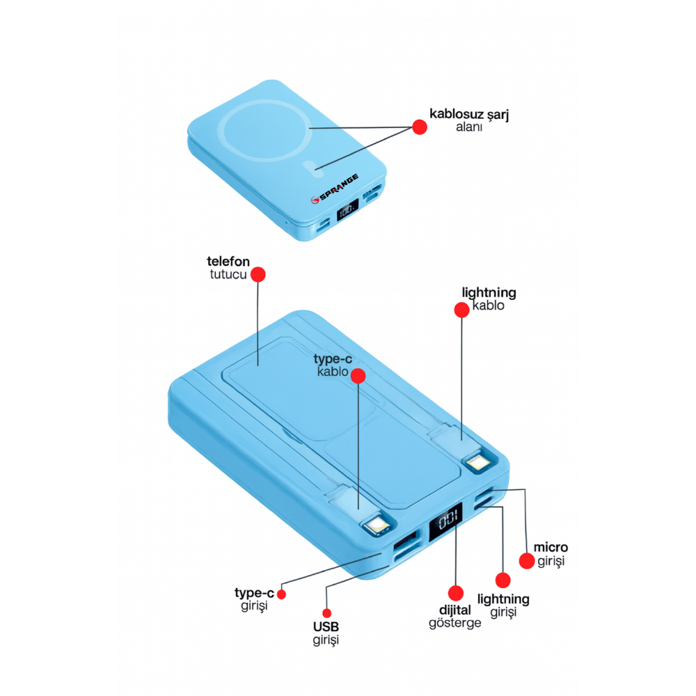SPRANGE SR-P26M 10000 mAh Powerbank Blue