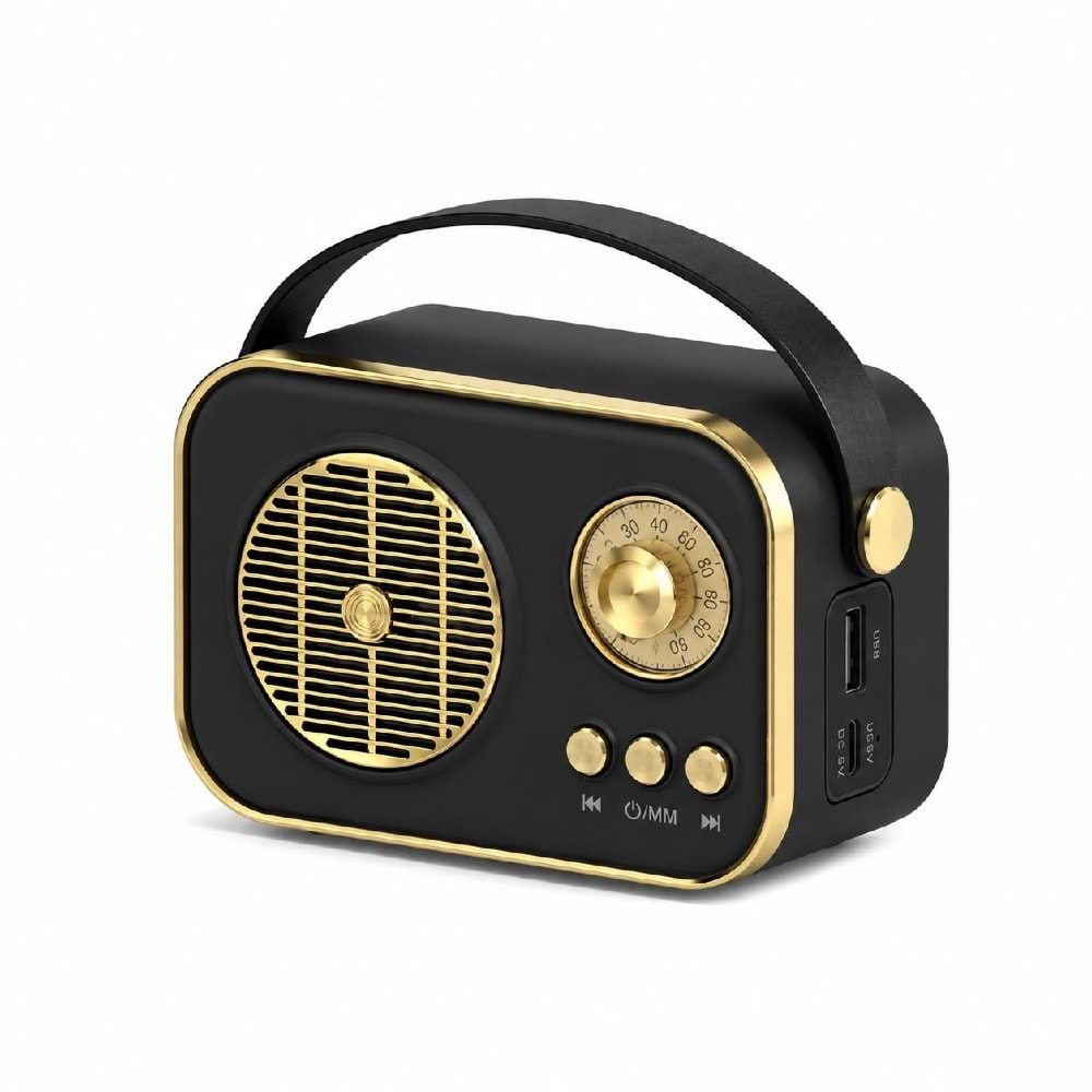 M4 Bluetooth 5.2 USB & TF Kart FM Radyo Siyah