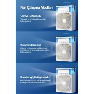 CONCORD MS-55 Hava Nemlendirici RGB Işıklı Soğutucu Fan Beyaz