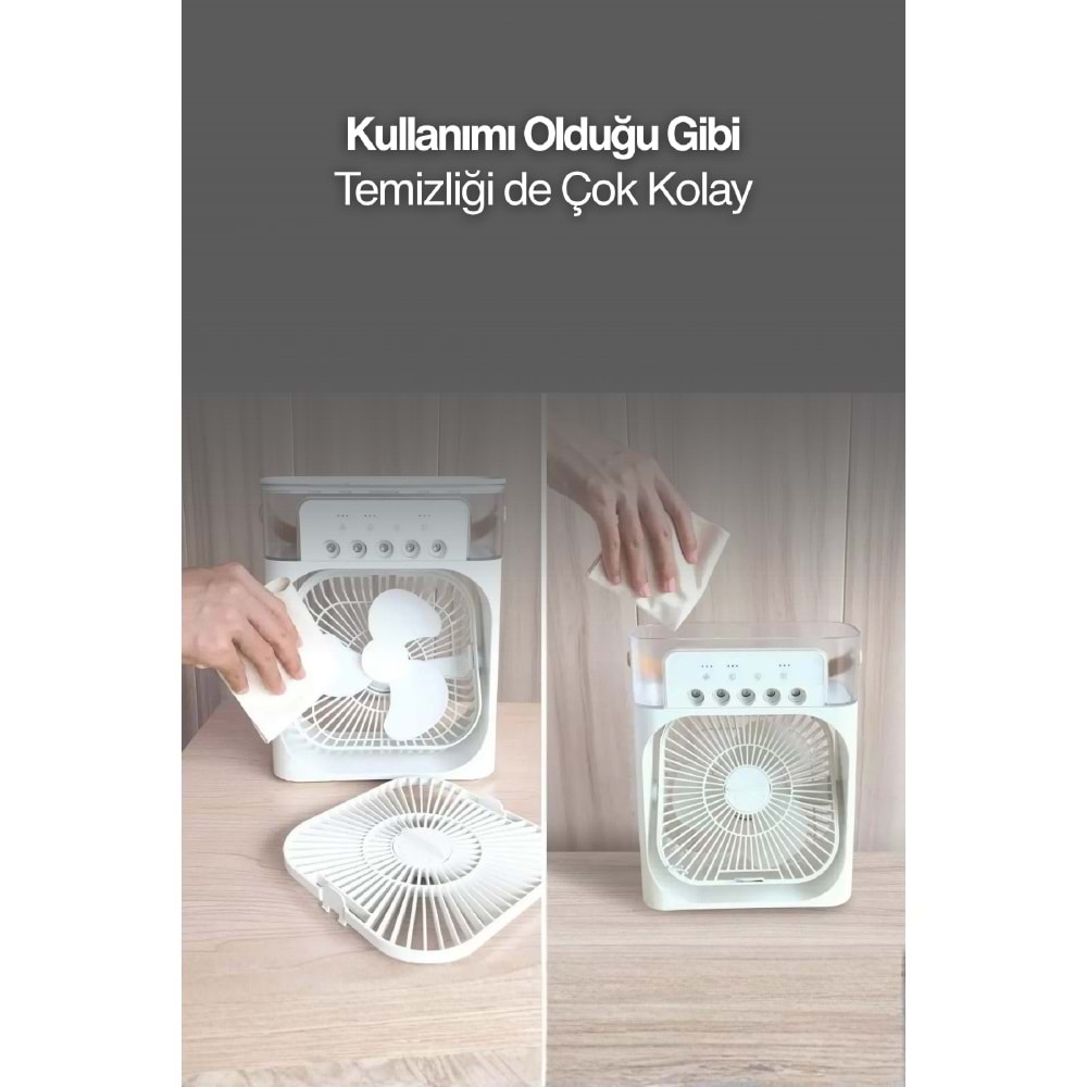 CONCORD MS-55 Hava Nemlendirici RGB Işıklı Soğutucu Fan Beyaz