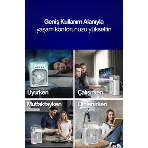 CONCORD MS-55 Hava Nemlendirici RGB Işıklı Soğutucu Fan Beyaz