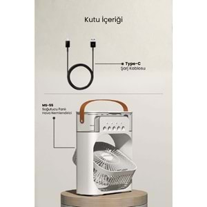 CONCORD MS-55 Hava Nemlendirici RGB Işıklı Soğutucu Fan Beyaz