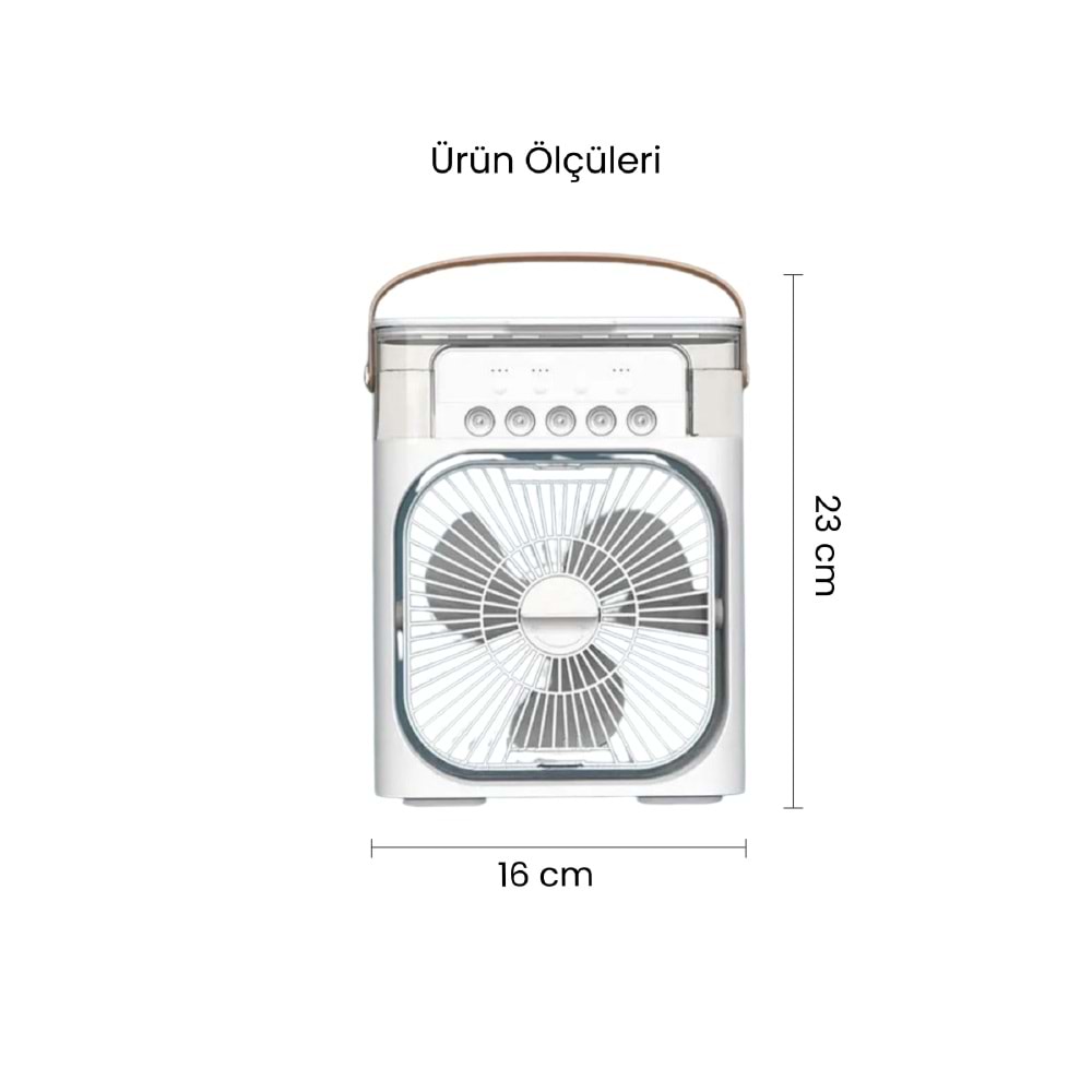 CONCORD MS-55 Hava Nemlendirici RGB Işıklı Soğutucu Fan Beyaz