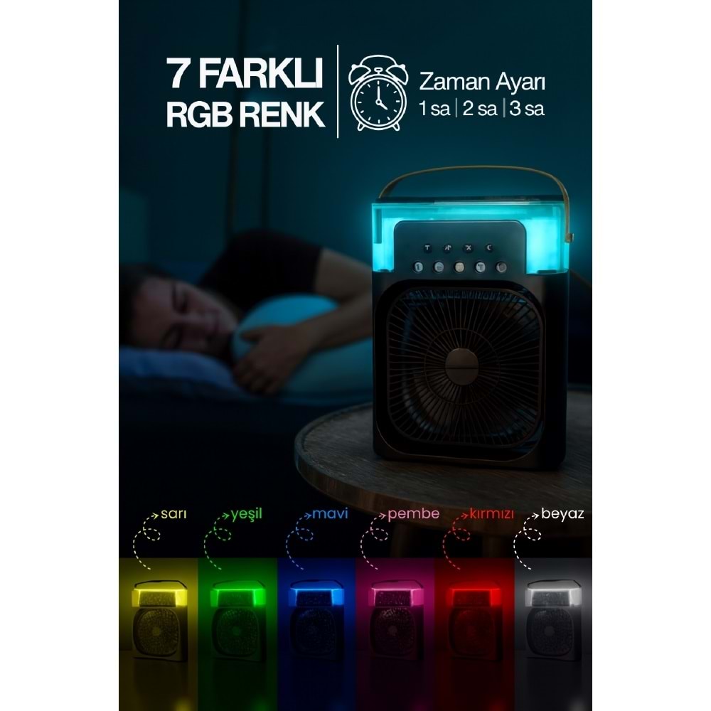 CONCORD MS-55 Hava Nemlendirici RGB Işıklı Soğutucu Fan Siyah
