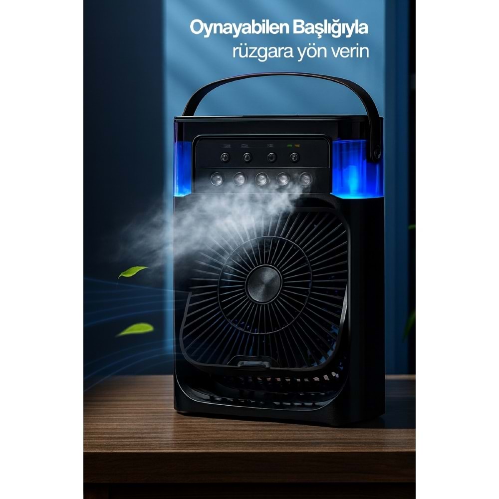 CONCORD MS-55 Hava Nemlendirici RGB Işıklı Soğutucu Fan Siyah