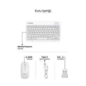 SPRANGE SR-K2 Kablosuz Klavye & Mouse Beyaz