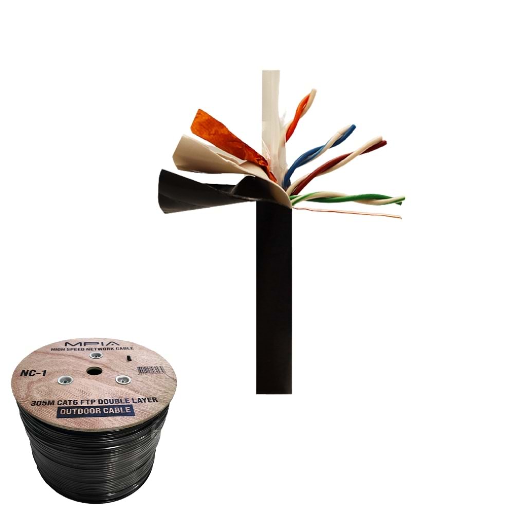 MPIA MGEF 305 Metre / 0.50mm CAT6 UTP Çift Katmanlı Dış Ortam İnternet Kablosu