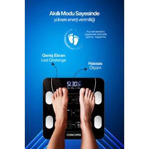 CONCORD C-W01 Akıllı Bluetooth Baskül Siyah