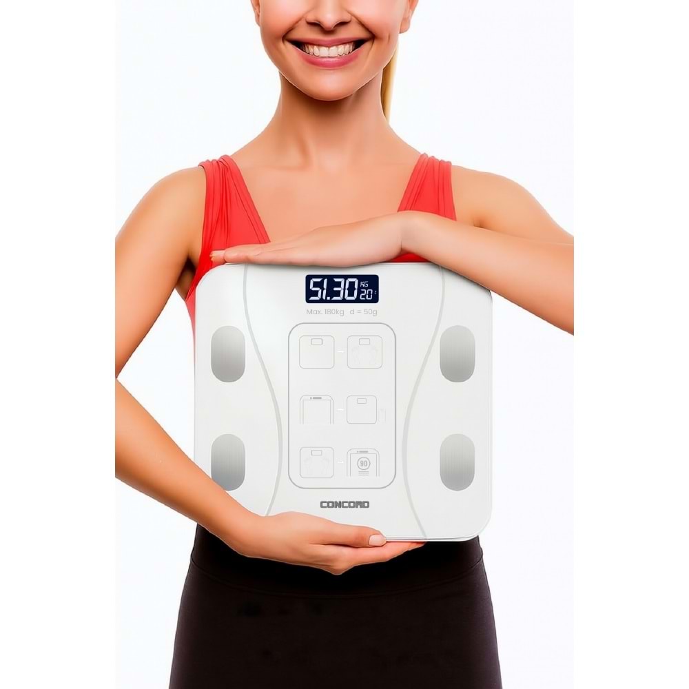 CONCORD C-W01 Akıllı Bluetooth Baskül Beyaz