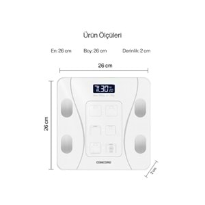 CONCORD C-W01 Akıllı Bluetooth Baskül Beyaz