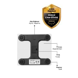 CONCORD C-W01 Akıllı Bluetooth Baskül Beyaz