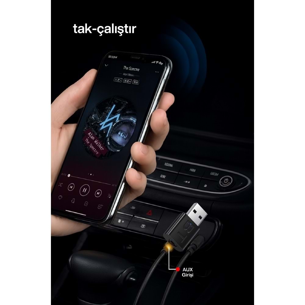 CONCORD BT-15 2IN1 Kablosuz Aux RX/TX Transmitter Ses Alıcı Verici Tak çalıştır