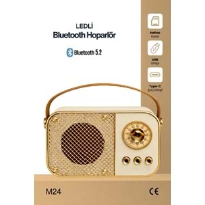 M24 USB/TF Bluetooth Hoparlör Bej