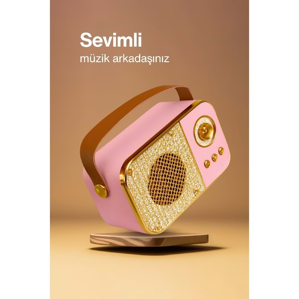 M24 USB/TF Bluetooth Hoparlör Pembe