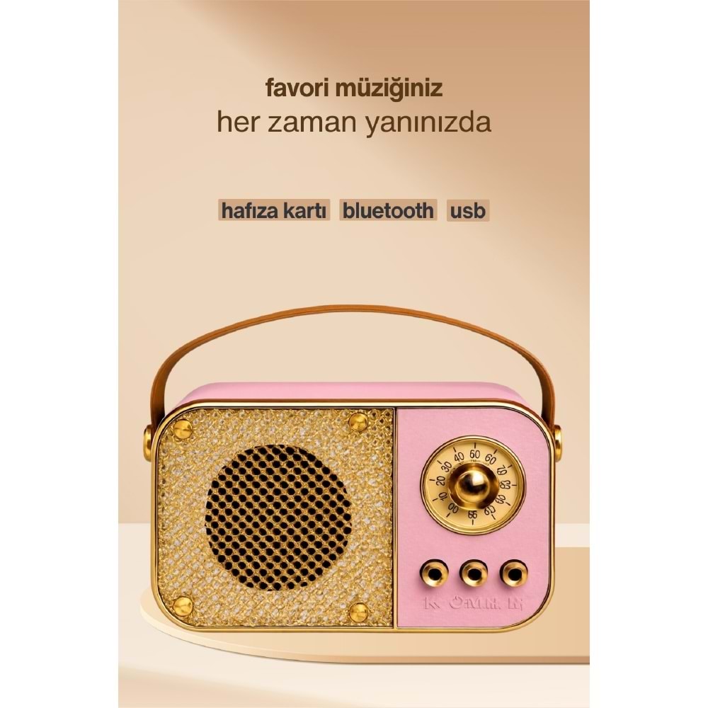 M24 USB/TF Bluetooth Hoparlör Pembe