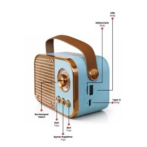 M24 USB/TF Bluetooth Hoparlör Mavi