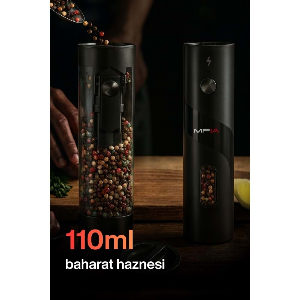 MPIA PG-5 Şarjlı Baharat Öğütücü 110ML Hazne