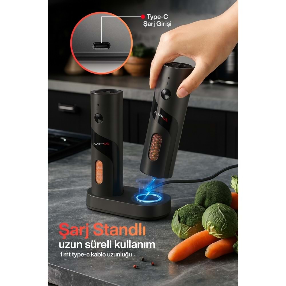 MPIA PG-5 Şarjlı Baharat Öğütücü 110ML Hazne