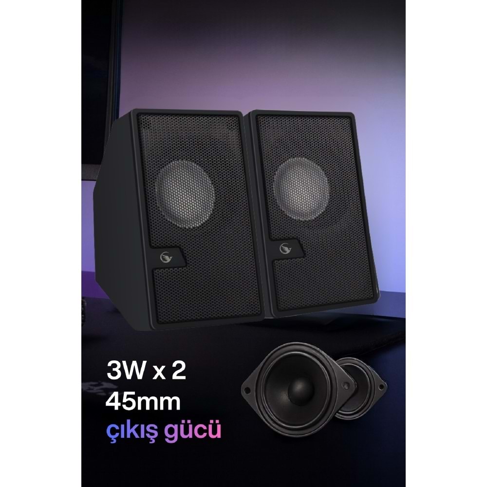 Sprange SR-PN784 2.0 3W*2 USB + 3.5mm USB 5V Hoparlör Siyah