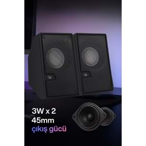 Sprange SR-PN784 2.0 3W*2 USB + 3.5mm USB 5V Hoparlör Siyah