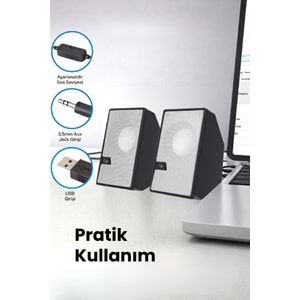 Sprange SR-PN784 2.0 3W*2 USB + 3.5mm USB 5V Hoparlör Beyaz