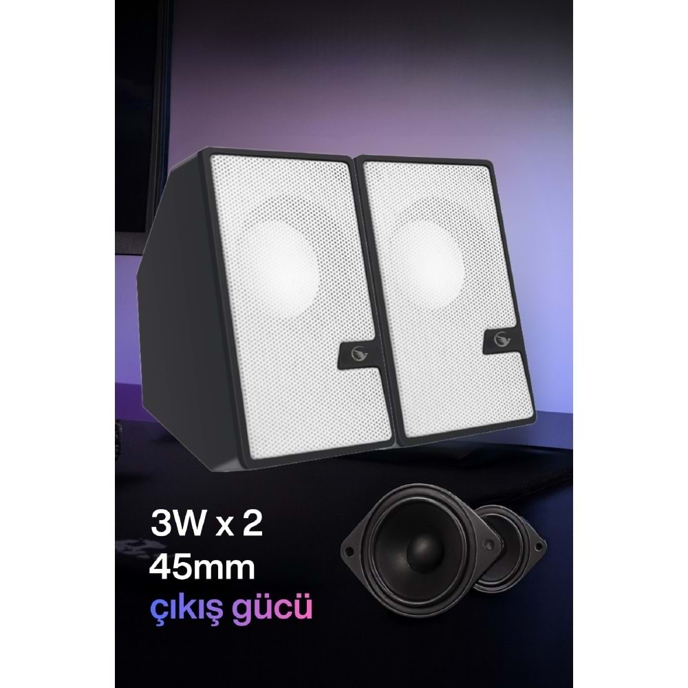 Sprange SR-PN784 2.0 3W*2 USB + 3.5mm USB 5V Hoparlör Beyaz