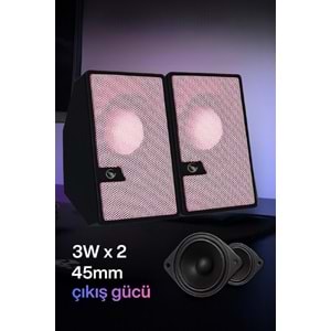Sprange SR-PN784 2.0 3W*2 USB + 3.5mm USB 5V Hoparlör Pembe