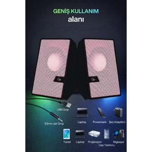 Sprange SR-PN784 2.0 3W*2 USB + 3.5mm USB 5V Hoparlör Pembe