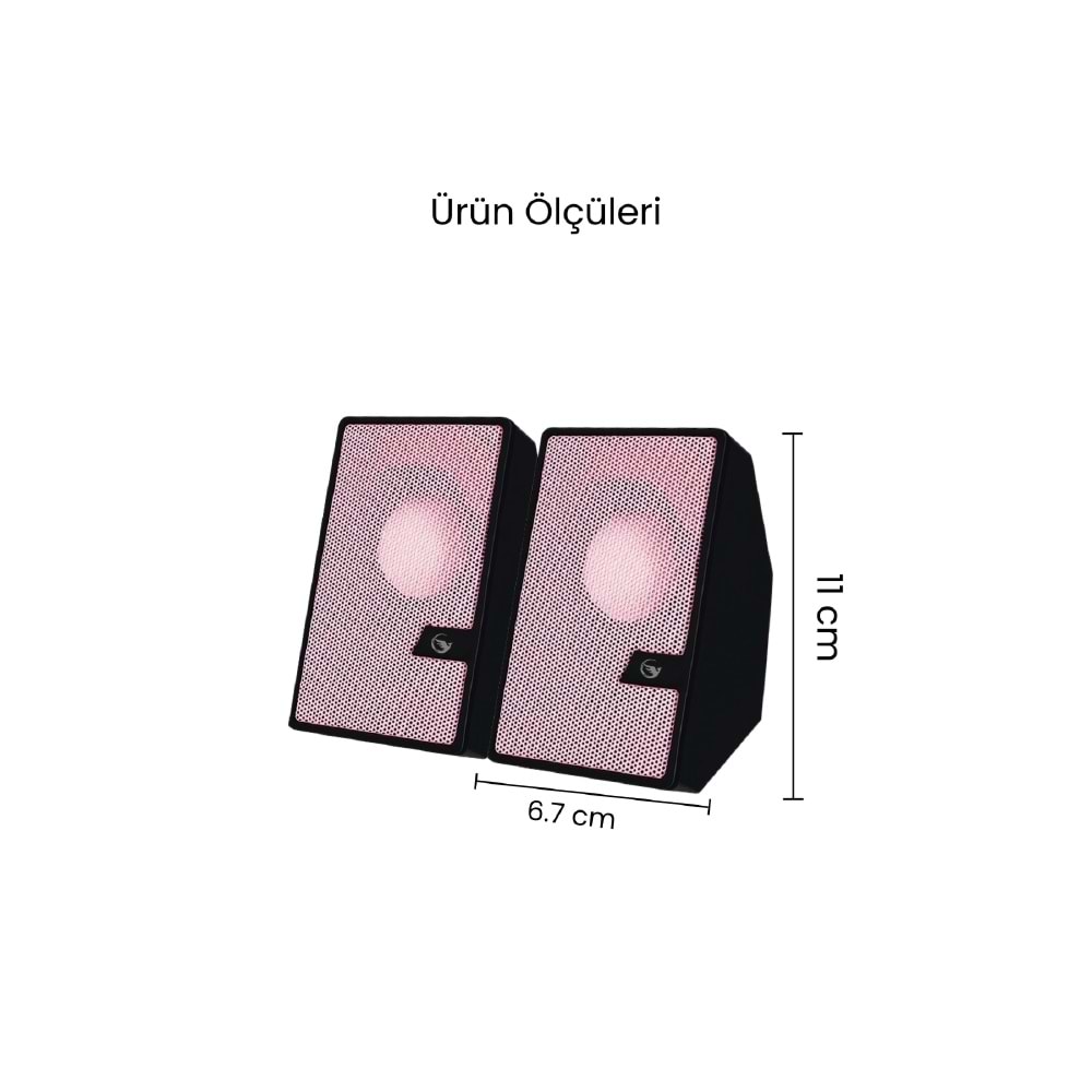 Sprange SR-PN784 2.0 3W*2 USB + 3.5mm USB 5V Hoparlör Pembe