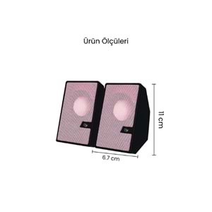 Sprange SR-PN784 2.0 3W*2 USB + 3.5mm USB 5V Hoparlör Pembe