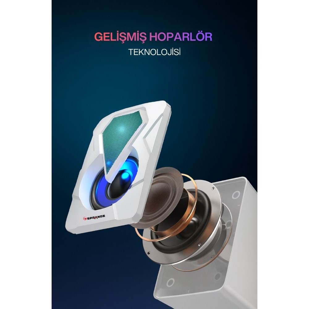 Sprange SR-PN785 3W*2 USB 2.0 + 3.5mm 5V Hoparlör Beyaz