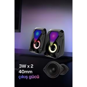 Sprange SR-PN785 3W*2 USB 2.0 + 3.5mm 5V Hoparlör Siyah