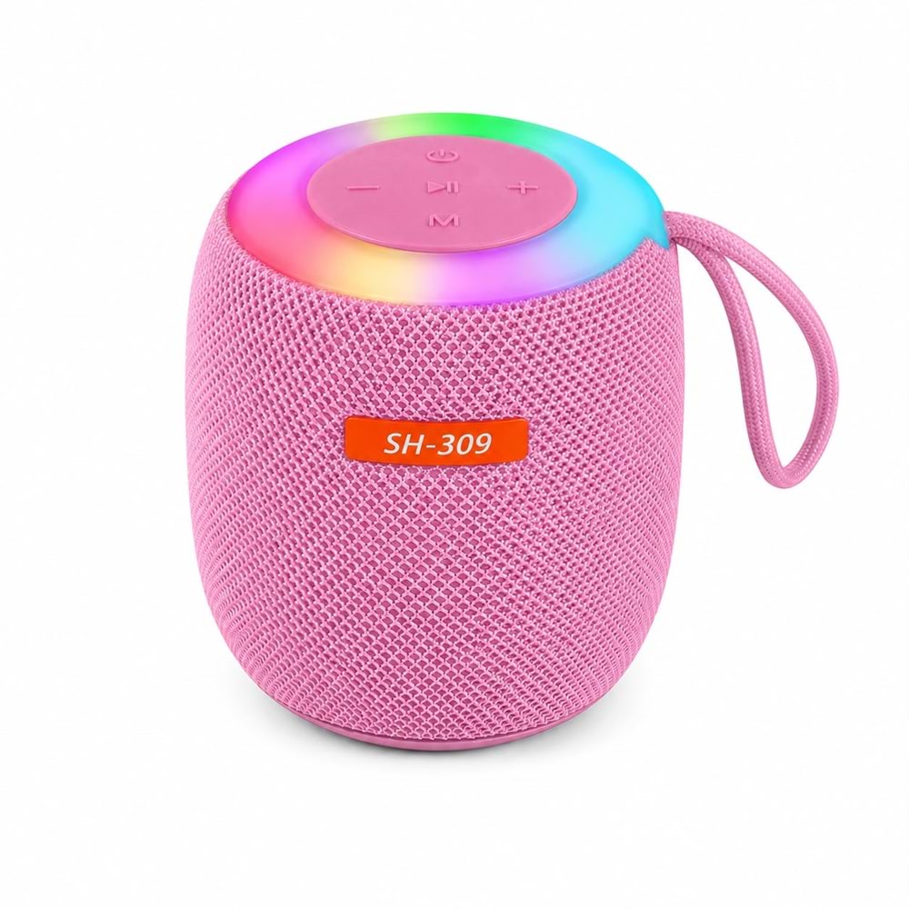 SH-309 Bluetooth 5.0 RGB Hoparlör Pembe