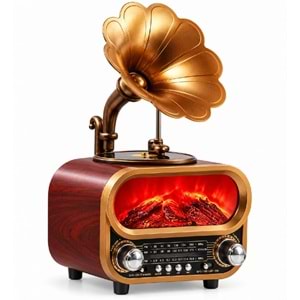 YG-6062 BT/FM/USB Şömine Efektli Gramofon Radyo